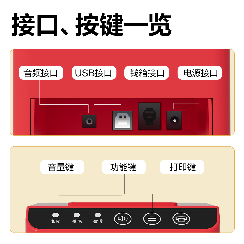 得力DL-585YW熱敏票據(jù)打印機(jī)(紅色)(臺(tái))