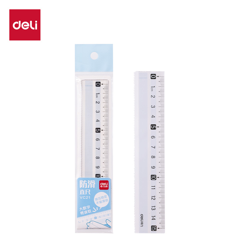 得力VC21防滑直尺15cm(藍)(把)