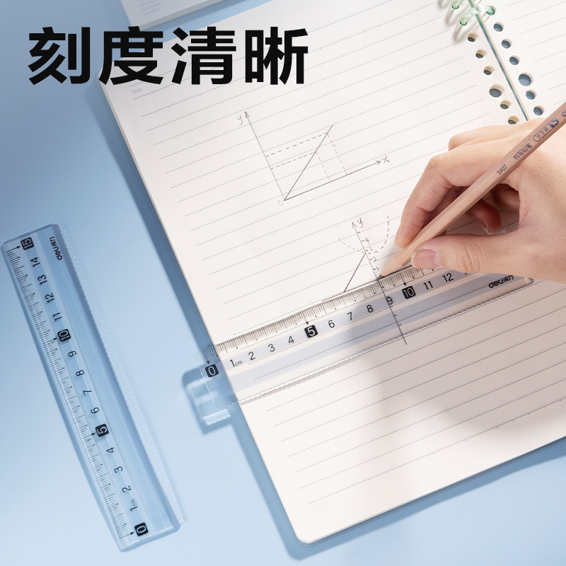 得力VC21防滑直尺15cm(藍)(把)