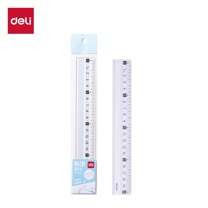 得力VC22防滑直尺20cm(藍)(把)