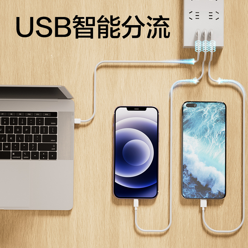 得力18185插座_6組+3A_1.8米_彩盒(白)(個)
