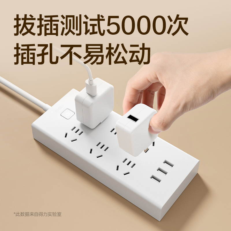 得力18185插座_6組+3A_1.8米_彩盒(白)(個)
